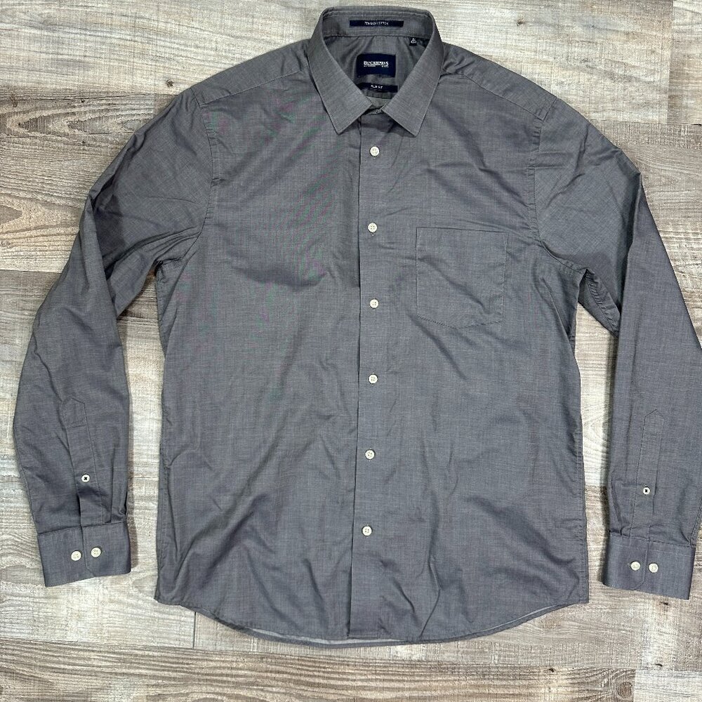 Blackberrys Mens Sz XL Gray Long Sleeve Button Up Shirt 70"s Giza Cotton